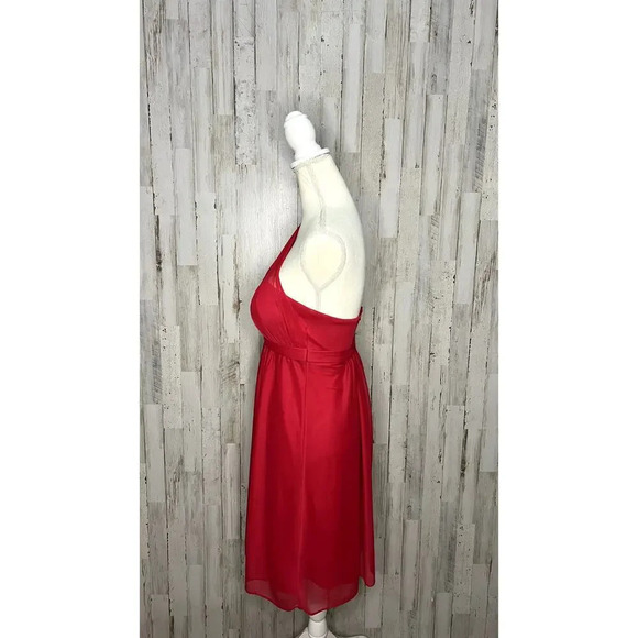 David's‎ Bridal Women's 2 Red/Cherry One Shoulder Short Dress w/ Illusion Neck - Picture 5 of 7